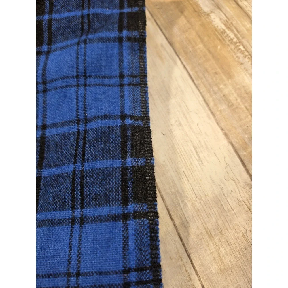 Blue Black Plaid Woven Fabric 64